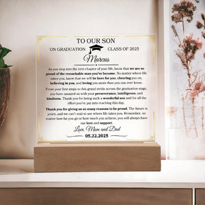 High School Graduation Gift For Son Gift From Parents To Son Personalized Graduation Plaque Gift From Mom and Dad To Son College Graduate