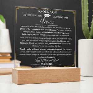 High School Graduation Gift For Son Gift From Parents To Son Personalized Graduation Plaque Gift From Mom and Dad To Son College Graduate