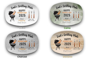 Personalized Dad Grilling Plate, Custom BBQ Platter, Fathers Day Gift, Grill Plate Gift From Kids, Papa Gift, Daddy 2025, Grandpa Plate