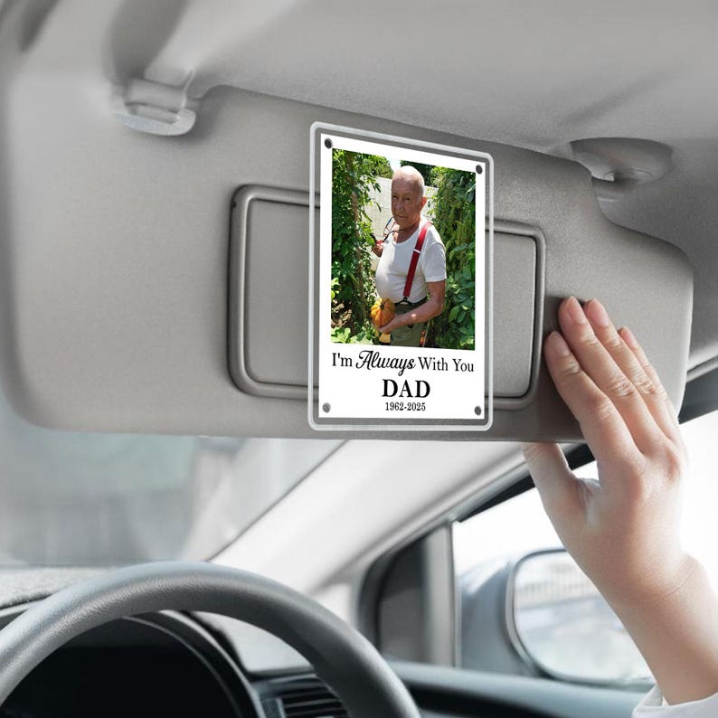 Personalized Memorial Photo Car Visor Clip Remembrance Gift, Sympathy Gift for Loss of Dad, Memorial Keepsake, Loss of Father Gift