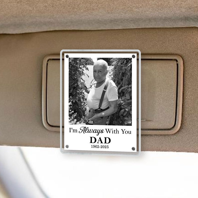 Personalized Memorial Photo Car Visor Clip Remembrance Gift, Sympathy Gift for Loss of Dad, Memorial Keepsake, Loss of Father Gift
