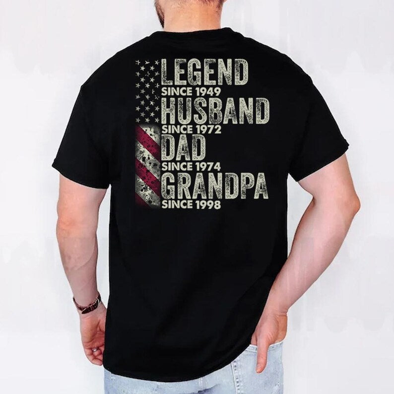 Custom Legend Husband Dad Papa Nation Flag Personalized Shirt, Father's Day Gift for Dad, Grandpa EST Shirt