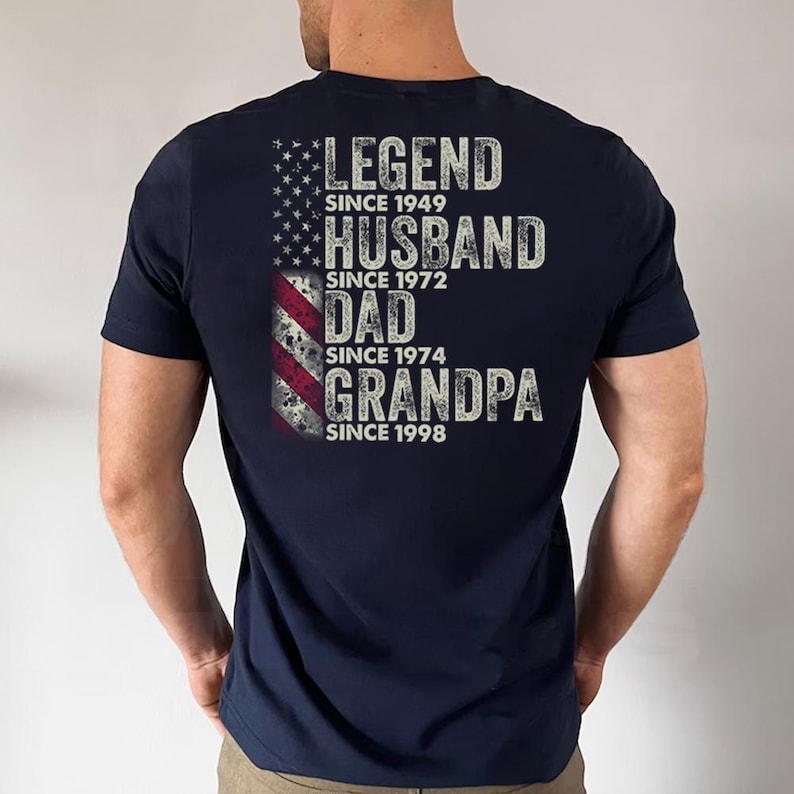 Custom Legend Husband Dad Papa Nation Flag Personalized Shirt, Father's Day Gift for Dad, Grandpa EST Shirt