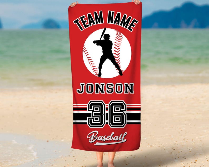 Custom Baseball Team LOGO Beach Towel, Baseball Player Gift, Sport Lover Gift, Personalized School Team Club, Baseball Coach Birthday Gift