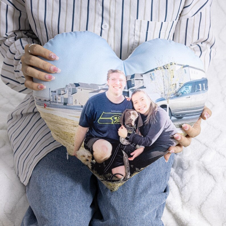 Personalized Photo Heart Pillow: Custom Plush Keepsake