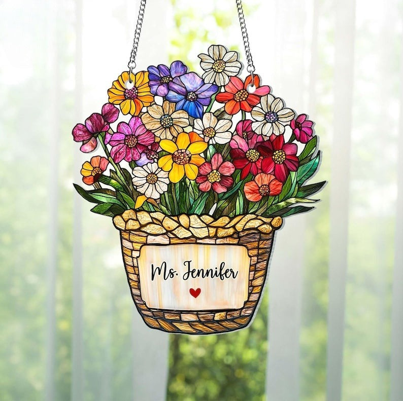 Teacher Wildflower Acrylic Suncatcher, Back To School Teacher Appreciation Gift, Teacher Gift Classroom Window Decor, Teacher Window Hanging