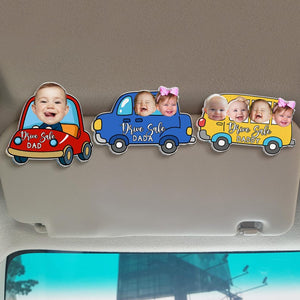 Personalized Father's Day Gift For Dad, Custom Kids Photo Sun Visor Clip, Drive Safe Dad Gift, Baby Face Drive Car Visor Clip, Gift For Papa