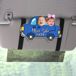 Personalized Father's Day Gift For Dad, Custom Kids Photo Sun Visor Clip, Drive Safe Dad Gift, Baby Face Drive Car Visor Clip, Gift For Papa