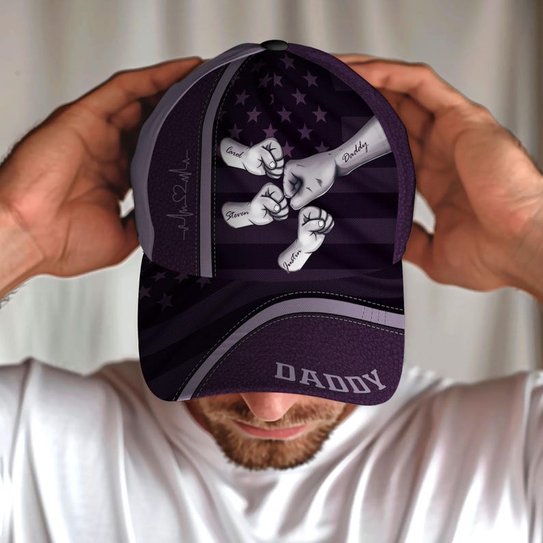 Personalized Daddy Hat, 4th of July Hat, Fist Bump Dad Hat, Customized Papa Cap, Custom Fathers Day Hat, Best Dad Ever Gift, Custom Name Hat