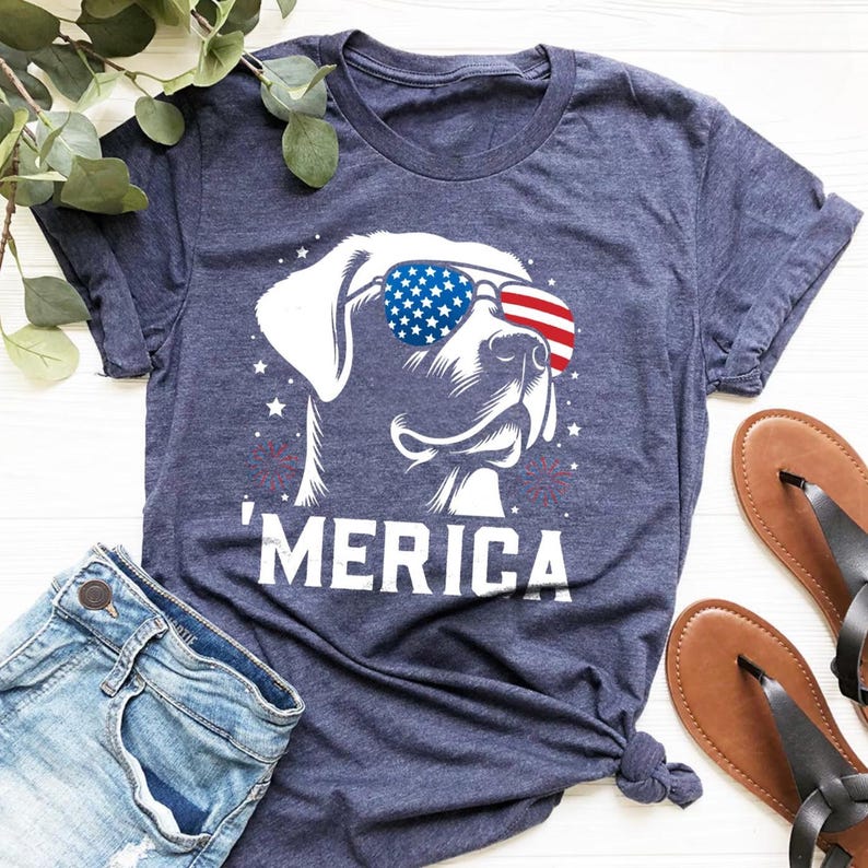 Labrador Retriever 'Merica Shirt | 4th of July Dog Shirt | Patriotic Labrador Tee | American Flag Dog Shirt | USA Dog Lover Gift | Dog Shirt