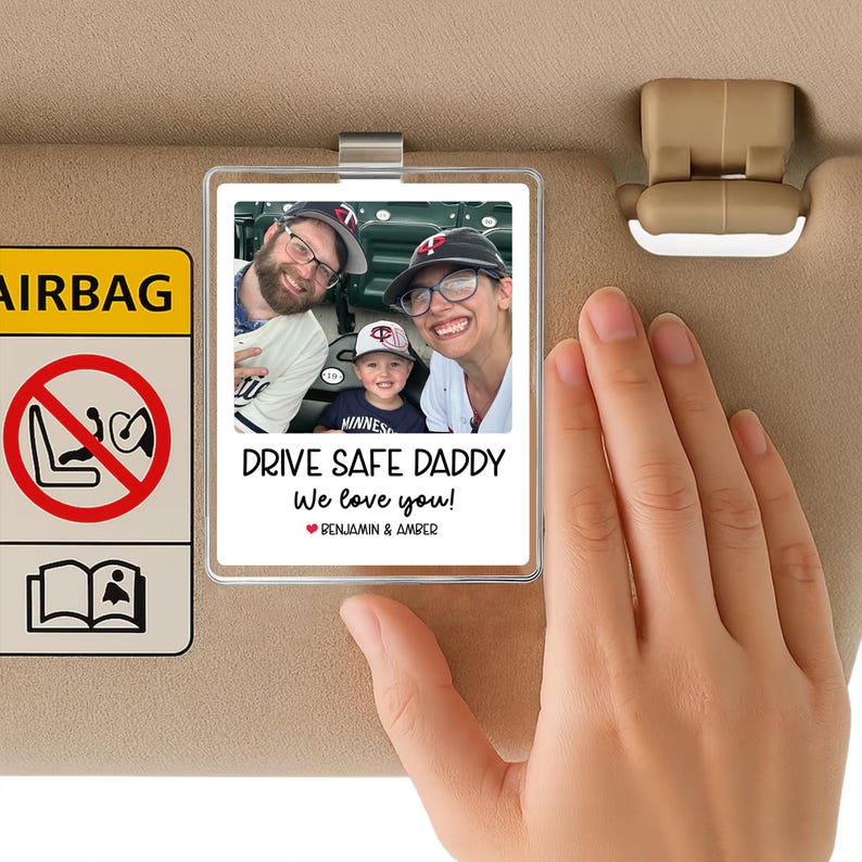 Personalized Dad Car Visor Clip, Fathers Day Gifts, Drive Safe Daddy Gift Idea, Gift for Grandpa, Father s Day Dad Picture Frame