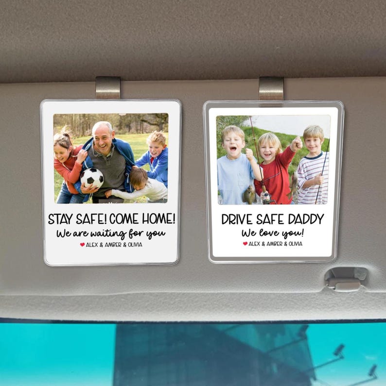 Personalized Dad Car Visor Clip, Fathers Day Gifts, Drive Safe Daddy Gift Idea, Gift for Grandpa, Father s Day Dad Picture Frame