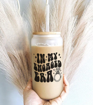 In My Engaged Era Iced Coffee Glass Cup - Engagement Gift - New Bride Gift - Fianc e Gift - Bride to Be Tumbler - Gifts for Her