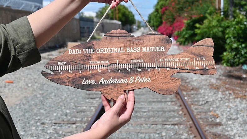 Personalized Fish Ruler for Fathers Day Gift From Kids, Fishing Gift for Dad, Funny Fish Ruler for Dad Gift for Grandpa, Fishing Buddy Gift
