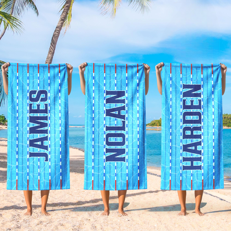 Personalized Swimming Towel, Custom Pool Towel, Gift for Swimmer, Swim Coach Gift, Swim Team, Custom Pool Towel, Swim Lesson Towel, Kid Gift