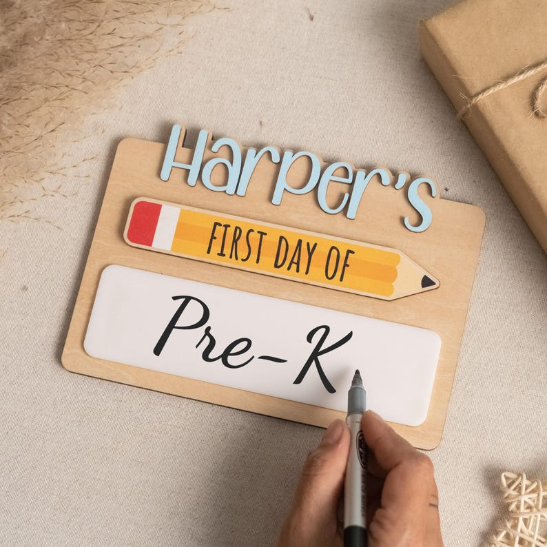 Custom First Day of School Sign, Birthday Gift for Kids, Reusable Milestone Board, Back to School Photo Prop