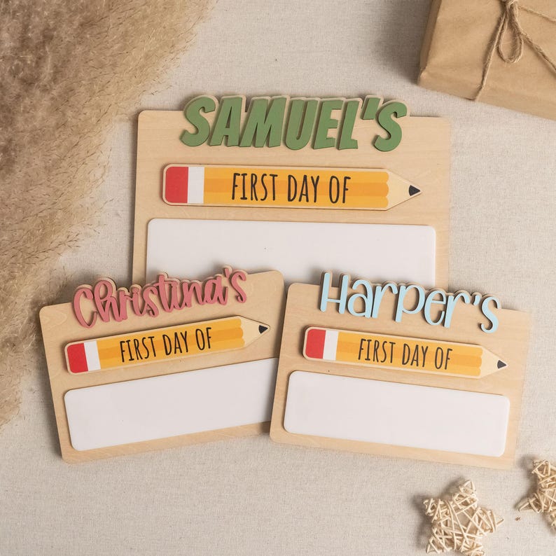 Custom First Day of School Sign, Birthday Gift for Kids, Reusable Milestone Board, Back to School Photo Prop