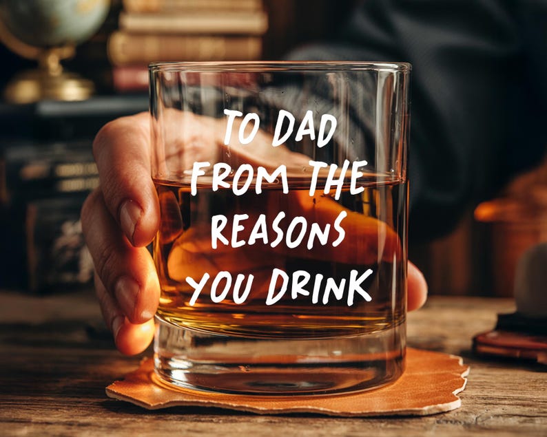 Personalized Fathers Day Gifts From Kids, To Dad From The Reasons You Drink Whiskey Glass, Custom Face Kids Whiskey Glass,Funny Gift For Dad