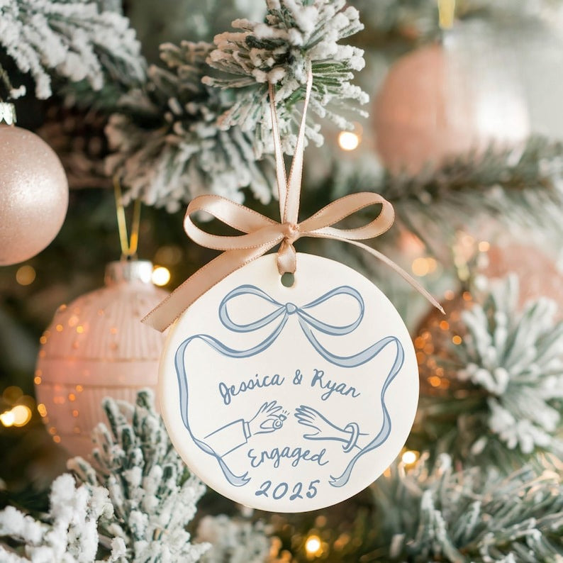 First Christmas Engaged Ornament, Personalized Engagement Gift for Couples, Custom Engagement Christmas Keepsake, Engaged Christmas Ornament