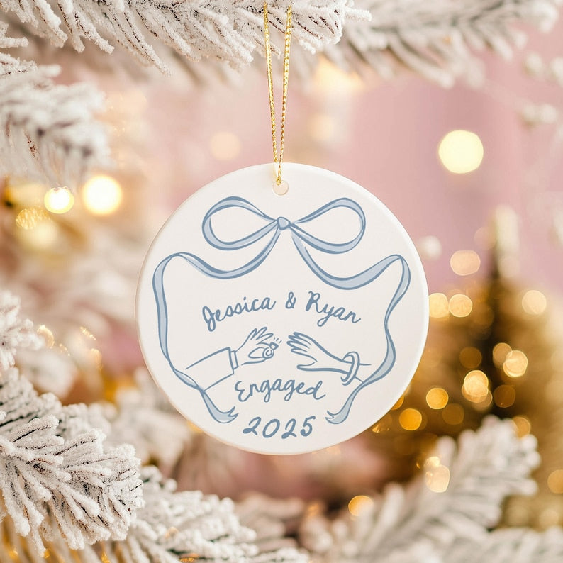 First Christmas Engaged Ornament, Personalized Engagement Gift for Couples, Custom Engagement Christmas Keepsake, Engaged Christmas Ornament