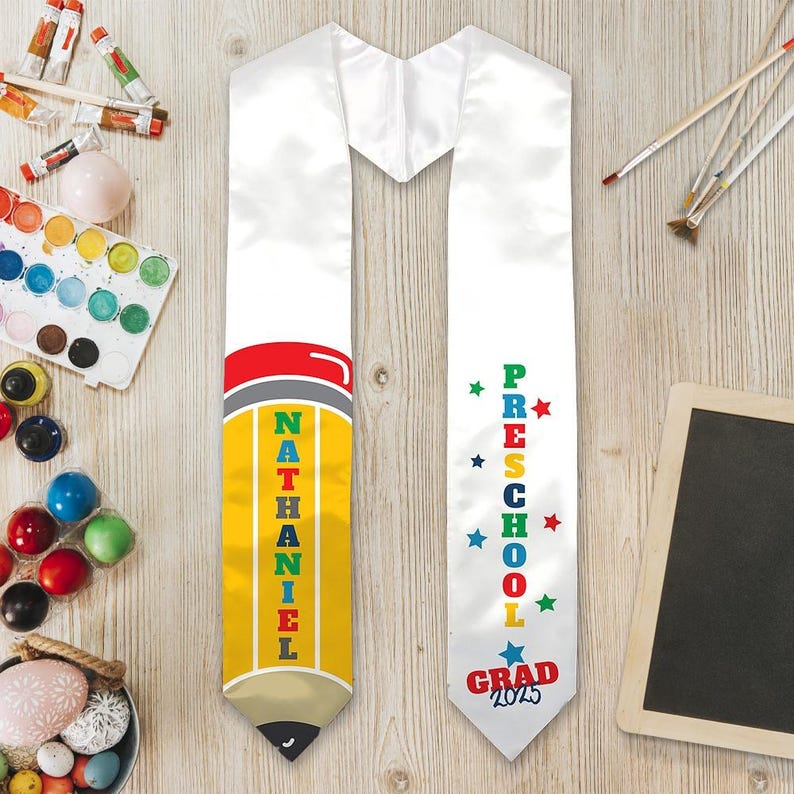 Kindergarten Graduation Stole For Kids, Preschool Graduation Stole With Name, Pencil Stole, Grad 2025, Montessori, First Grade Graduation