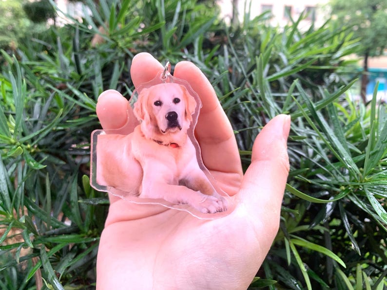 Pet Portrait Keychain, Custom Cat Keychain, Personalized Dog Photo Keychain, Pet Memorial Gift, Gift for Pet Lovers