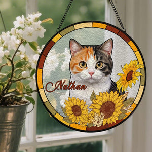 Custom Pet Portrait Stained Acrylic Suncatcher, Stained Acrylic cat Memorial, Custom cat Portrait from Photo, Stained acrylic cat, pet loss gifts