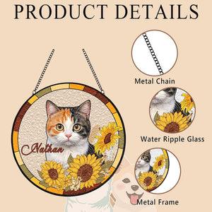 Custom Pet Portrait Stained Glass Suncatcher, Stained Glass cat Memorial, Custom cat Portrait from Photo, Stained glass cat, pet loss gifts