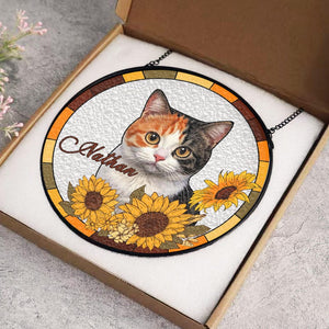 Custom Pet Portrait Stained Acrylic Suncatcher, Stained Acrylic cat Memorial, Custom cat Portrait from Photo, Stained acrylic cat, pet loss gifts