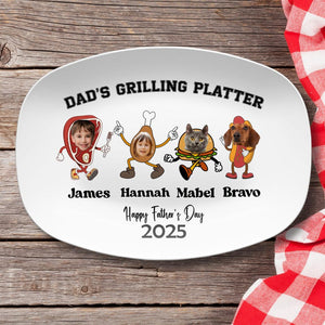 Personalized Daddy's Grilling Plate Custom BBQ Gift for Dad Grandpa or Husband Unique Fathers Day Present from Kids Grill Master Platter