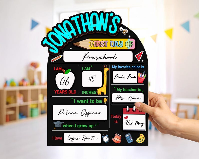 Custom First And Last Day School Sign,Back to School Board,Interchangable,First Day of School,Dry Erase,Reusable,Preschool Prop,Kid Gift