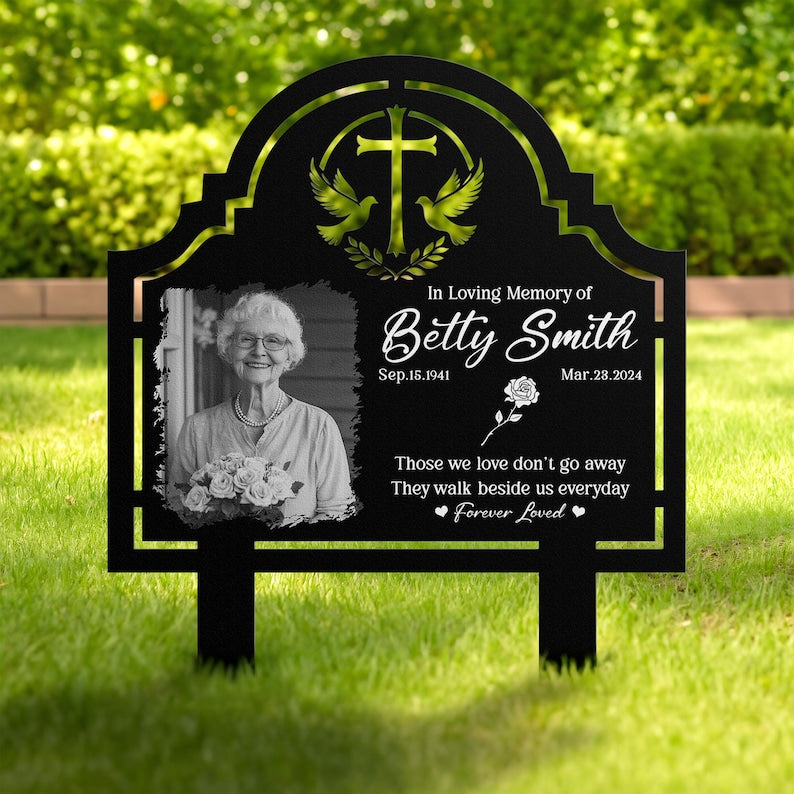 Custom Photo Grave Marker, Temporary Grave Marker With Photo, Outdoor Memorial Plaque, Sympathy Plaque, Remembrance Plaque, Memorial Stake