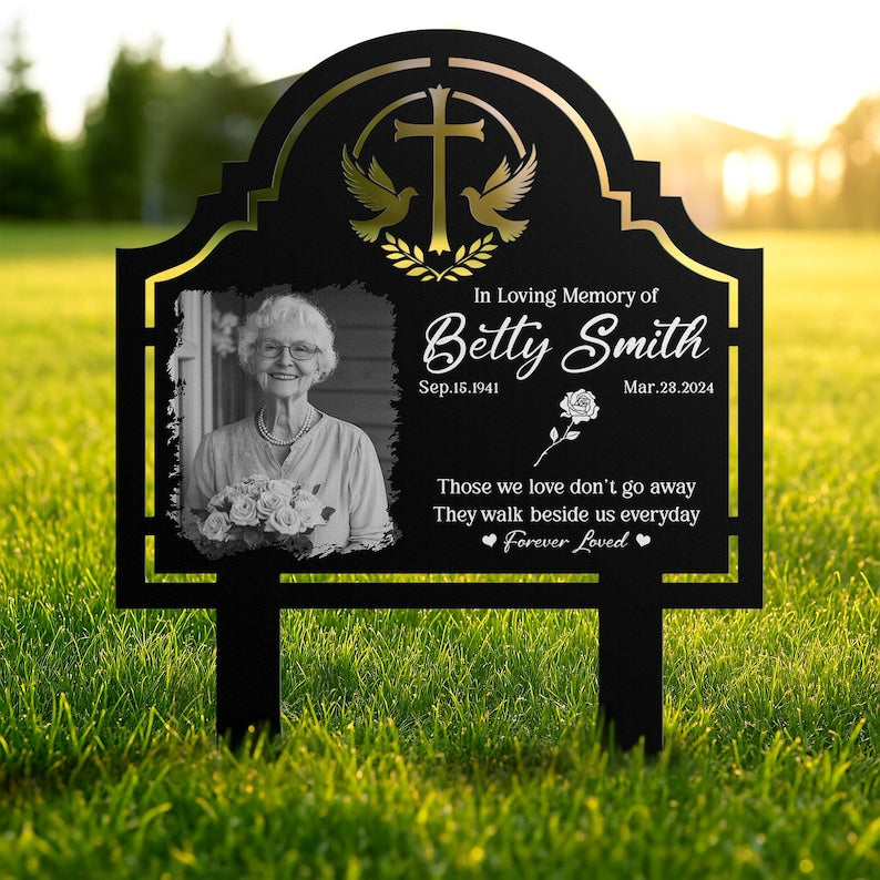 Custom Photo Grave Marker, Temporary Grave Marker With Photo, Outdoor Memorial Plaque, Sympathy Plaque, Remembrance Plaque, Memorial Stake