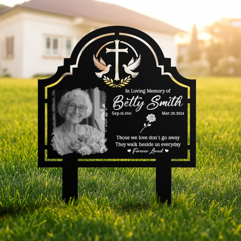 Custom Photo Grave Marker, Temporary Grave Marker With Photo, Outdoor Memorial Plaque, Sympathy Plaque, Remembrance Plaque, Memorial Stake