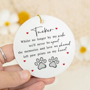 Dog Memorial Ornament, Pet Loss Sympathy Gift, In Loving Memory, Dog Cat Remembrance Gift, Paw Prints On My Heart, Pet Bereavement Keepsake