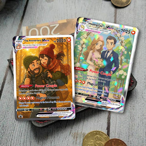 Personalized PKM Anniversary Card, Custom Photo Anime Wedding Card, An