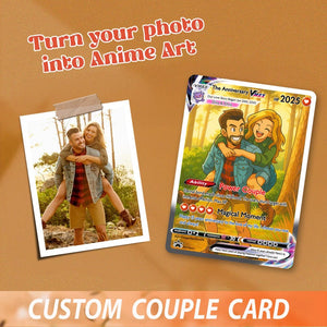 Personalized Pokemon Anniversary Card, Custom Photo Anime Wedding Card, Anniversary Gift, Gift for Him, Gift for Her, Custom Card for Couple