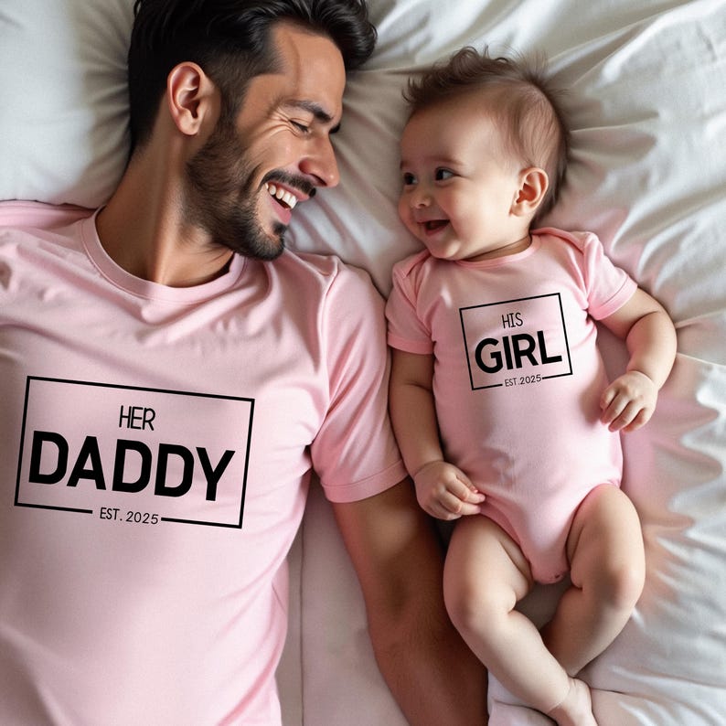 Matching Daddy and Me Shirts, Her Dad & His Girl Est. Year, Personalized Father s Day Gift, New Dad Outfit, Family Matching Set