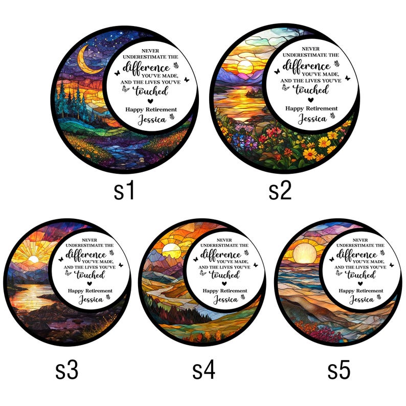 Stained Glass Retirement Suncatcher Personalized Floral Retirement Window Decor, Colleague Retirement Keepsake, Retirement Gift For Coworker