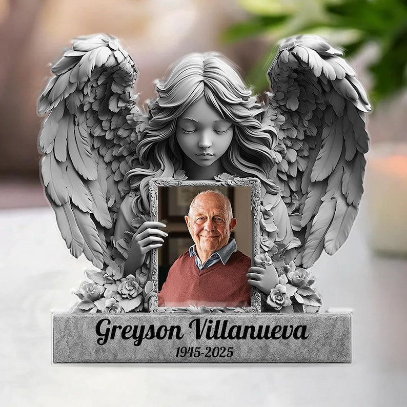 Angel Wings - Personalized Memorial Custom Shaped Acrylic Plaque, In Loving Memory Gift, Memorial Gift For Family, Sympathy Gift