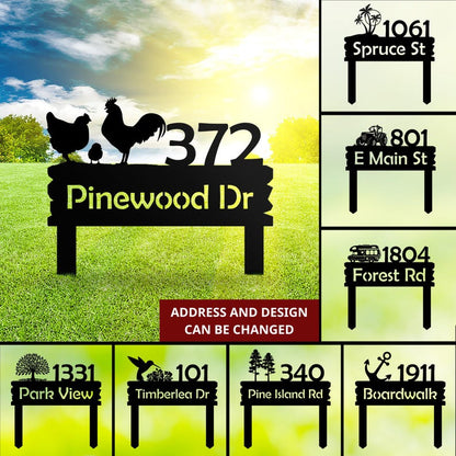 Custom Metal Address Yard Sign with House Number, Personalized Lawn Address Stake, Custom Address Sign, Outdoor Home Marker, Garden Sign