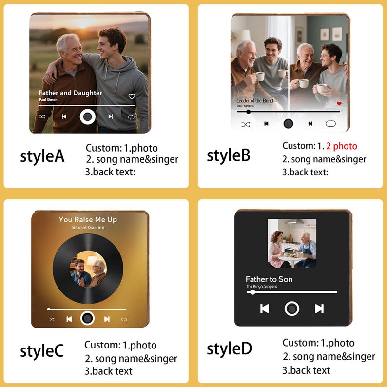 Personalized Music Gift Fridge Magnet.Custom Photo Fridge Magnets.Play Song Music Box.Photo Music Box.Father's Day Gifts.Anniversary Gift