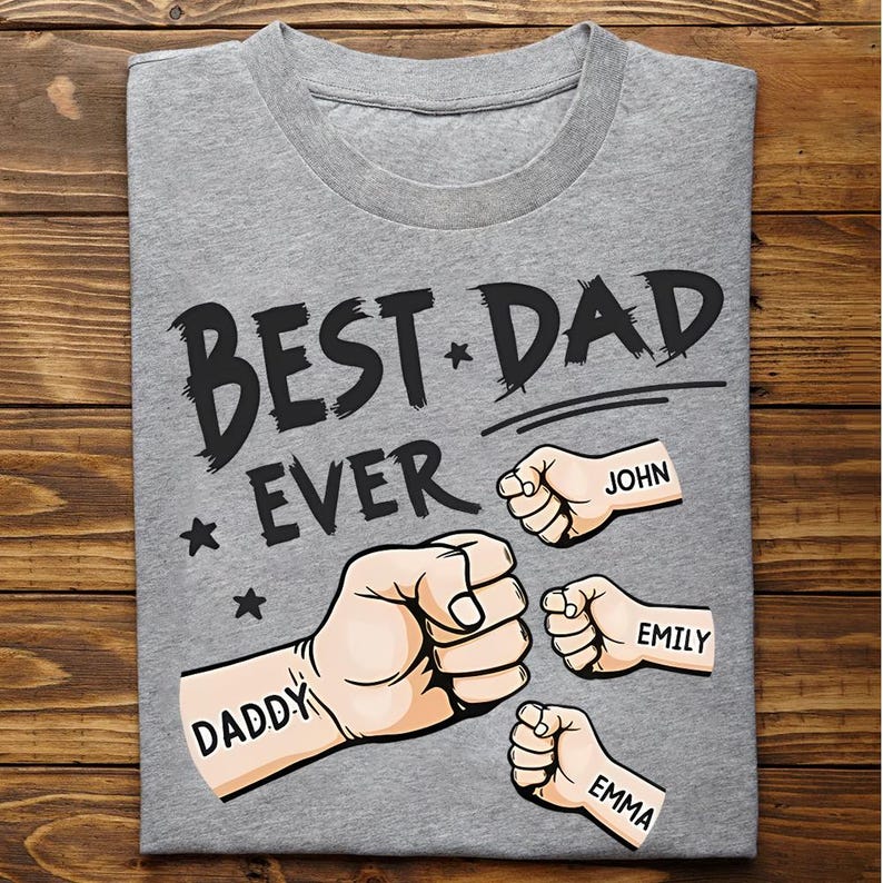 Personalized Dad Raised Fist Bump Shirt, Best Dad Ever American Flag Shirt, Custom Fathers Day Shirt With Kids Names, Fathers Day Gift