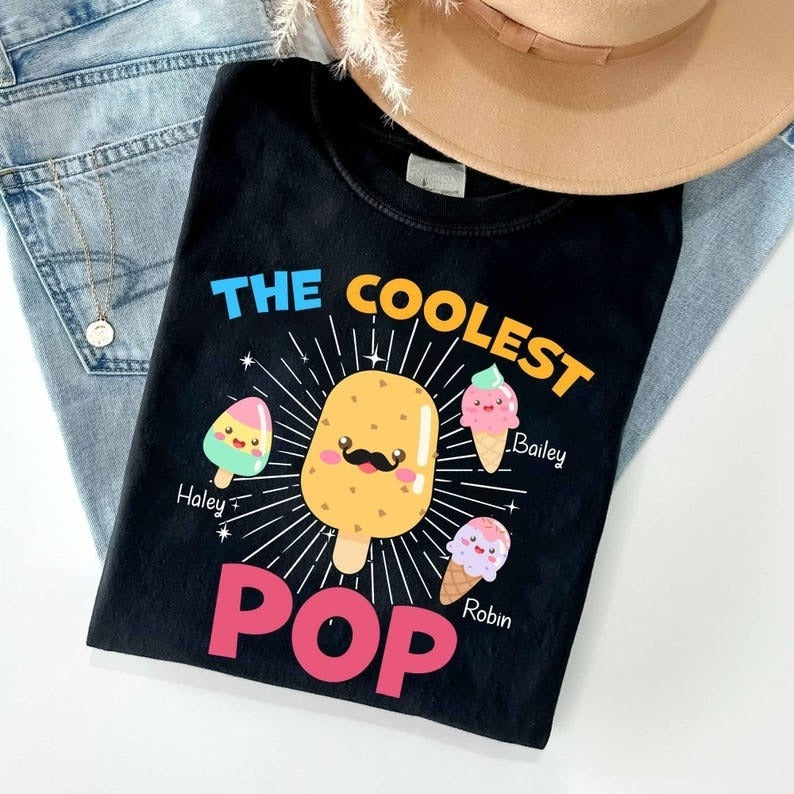 The Coolest Pop Custom T-Shirt, Dad Gift, Father's Day, Personalized With Kids Names, Makes a great Father's Day Gift for The Coolest Papa
