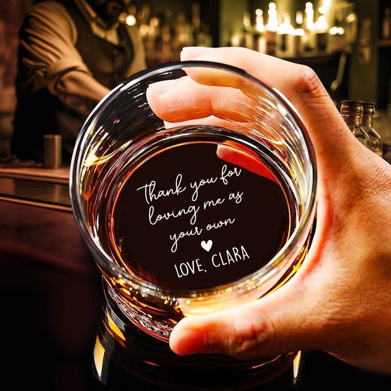 Look At You Landing Our Mom And Getting Us As A Bonus Whiskey Glass,Funny Step Dad Fathers Day Gift,Special Gift Idea For Bonus Dad,Dad Gift