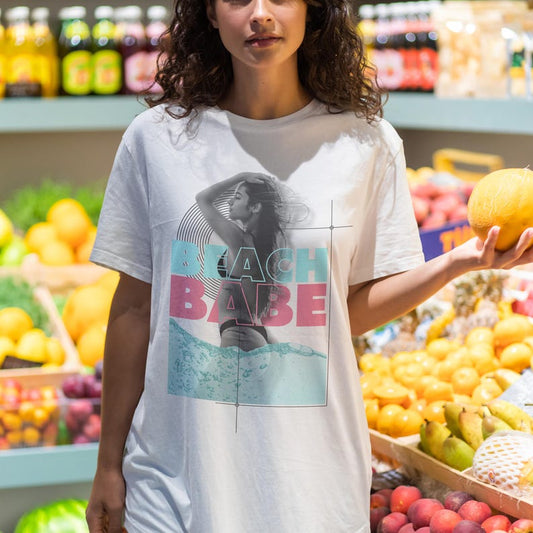 Summer Clothing Beach Babe Cotton Tee, Summer T-Shirt, Beachwear, Vacation Shirt, Casual Outfit, Gift for Her