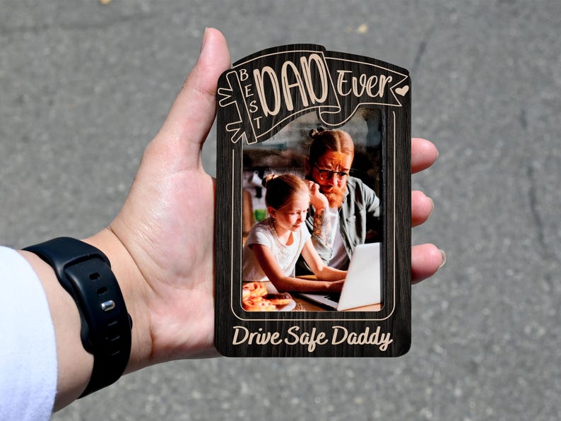 Personalized Father's Day Gift, Picture Frame for Dad Gift, Custom Photo Car Visor, Photo Clip for Car Gift For Dad, Drive Safe Visor Clip