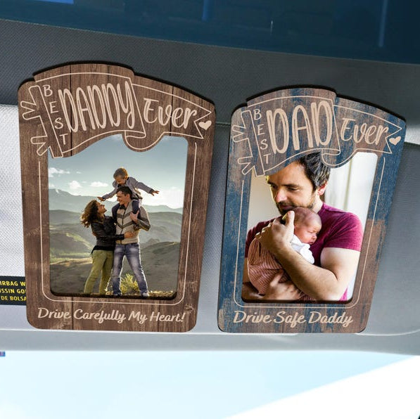 Personalized Father's Day Gift, Picture Frame for Dad Gift, Custom Photo Car Visor, Photo Clip for Car Gift For Dad, Drive Safe Visor Clip