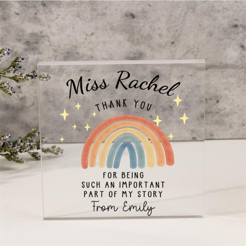 Personalized Teacher Gift,Teacher Desk Name Plate,Teacher Acrylic Plaque,Rainbow Teacher,Teacher Sign, Personalized Teacher Desk Name Plate