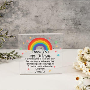 Personalized Teacher Gift,Teacher Desk Name Plate,Teacher Acrylic Plaque,Rainbow Teacher,Teacher Sign, Personalized Teacher Desk Name Plate